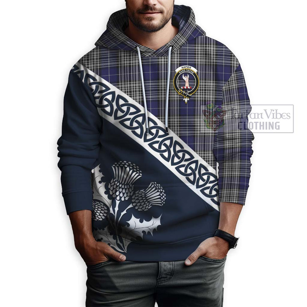 Tartan Vibes Clothing Napier Tartan Hoodie Featuring Thistle and Scotland Map