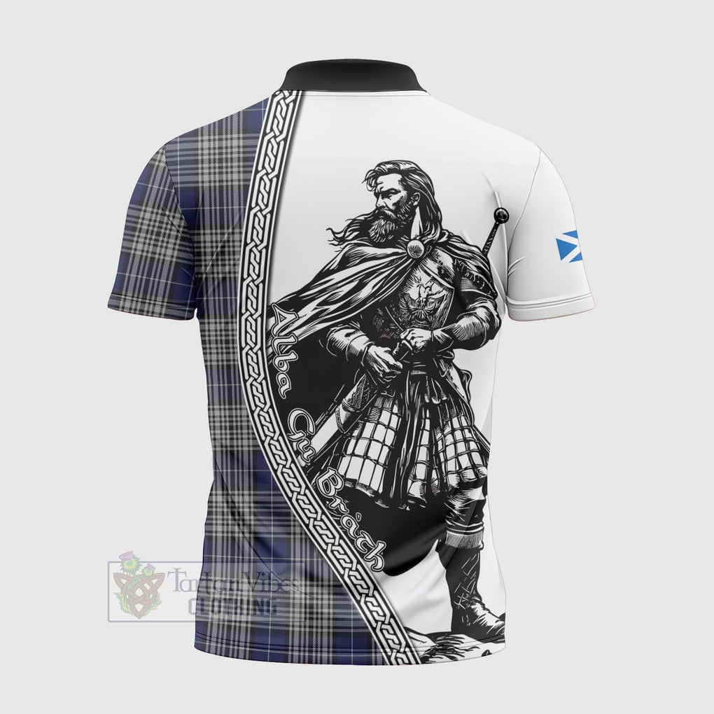 Tartan Vibes Clothing Napier Tartan Clan Crest Zipper Polo Shirt with Highlander Warrior Celtic Style