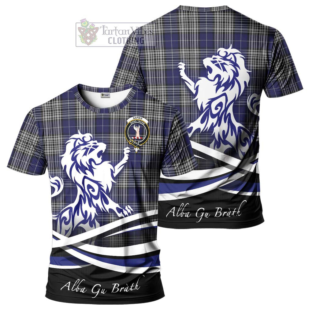 Tartan Vibes Clothing Napier Tartan Cotton T-shirt with Alba Gu Brath Regal Lion Emblem