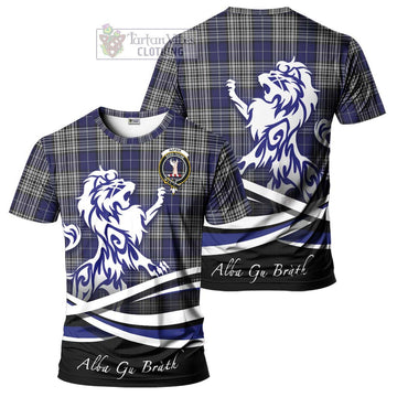 Napier Tartan Cotton T-shirt with Alba Gu Brath Regal Lion Emblem