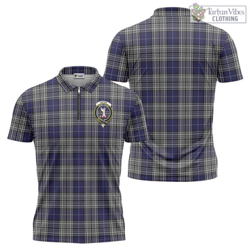 Napier Tartan Zipper Polo Shirt with Family Crest