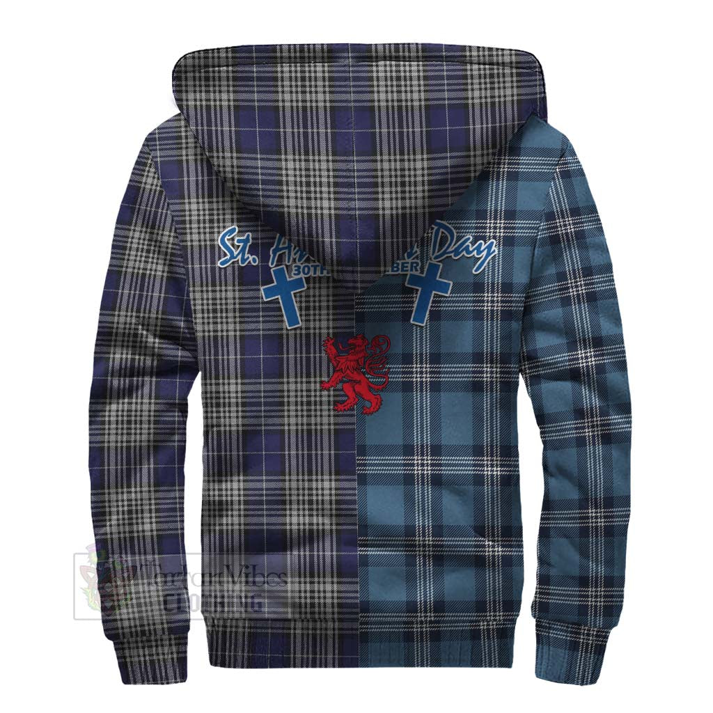 Tartan Vibes Clothing Napier Tartan Sherpa Hoodie Happy St. Andrew's Day Half Tartan Style