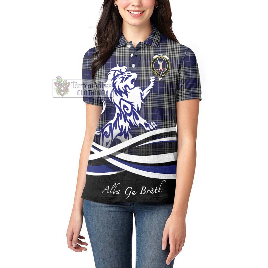 Napier Tartan Women's Polo Shirt with Alba Gu Brath Regal Lion Emblem - Tartanvibesclothing Shop