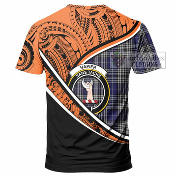 Napier Crest Tartan T-Shirt with Polynesian Vibes Style - Orange Version