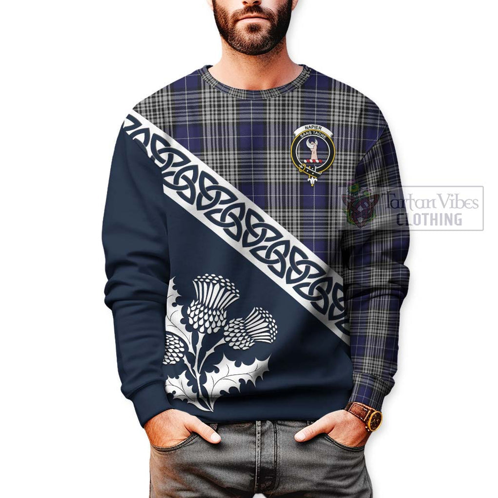 Tartan Vibes Clothing Napier Tartan Sweatshirt Featuring Thistle and Scotland Map