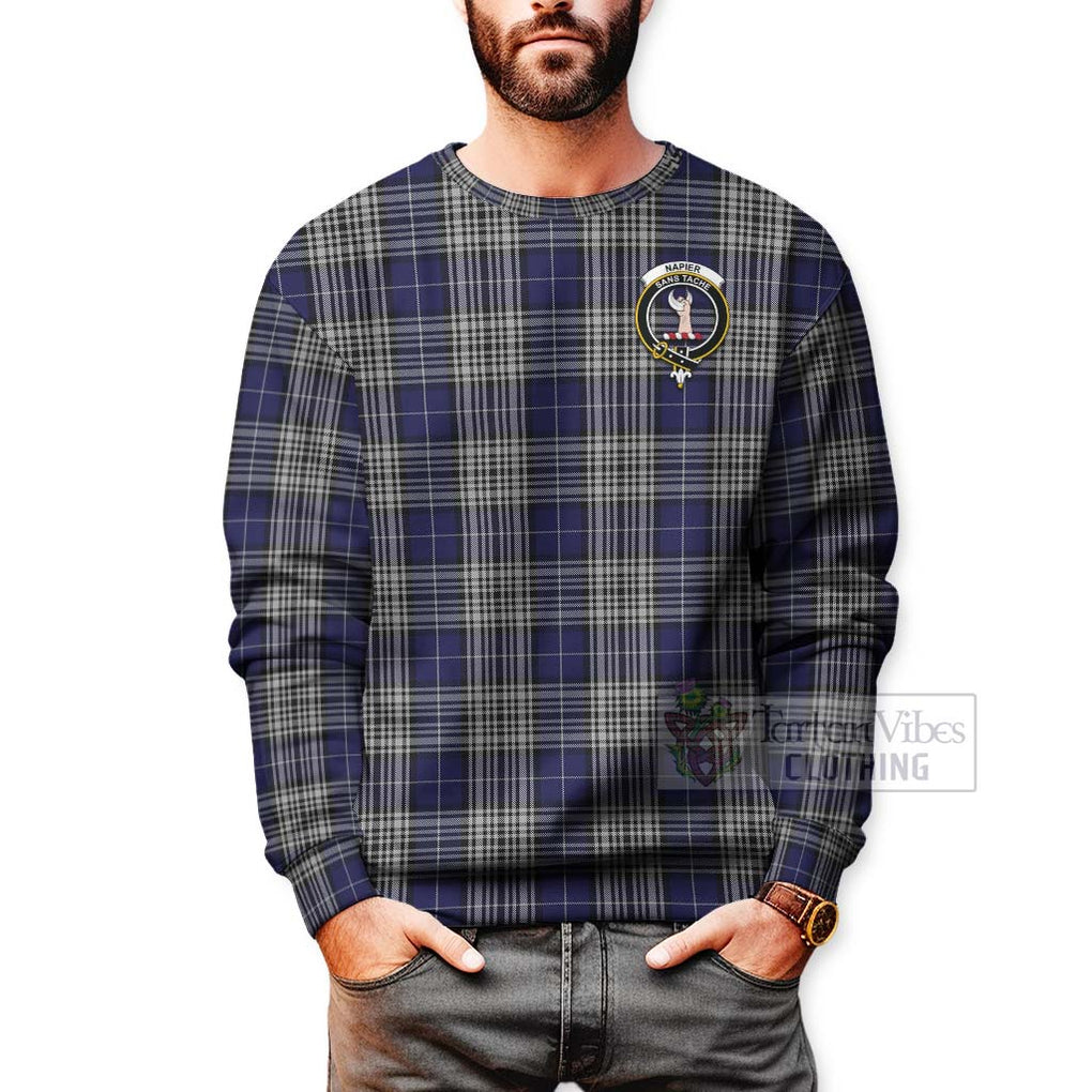 Tartan Vibes Clothing Napier Tartan Sweatshirt with Family Crest Celtic Skull Style