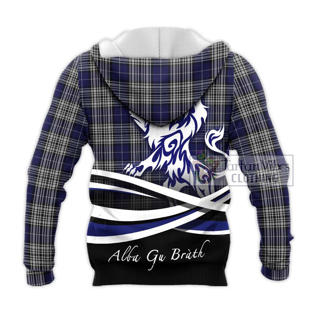 Napier Tartan Knitted Hoodie with Alba Gu Brath Regal Lion Emblem - Tartanvibesclothing Shop