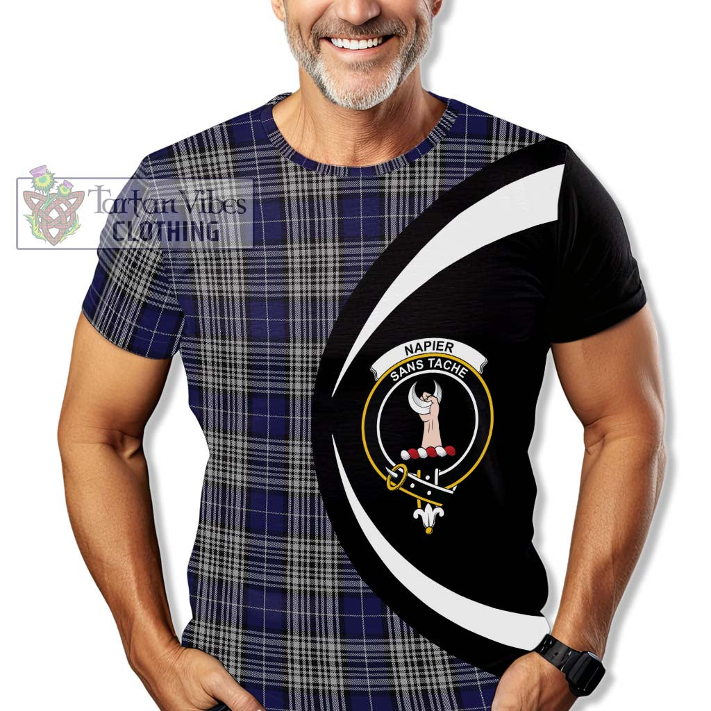 Tartan Vibes Clothing Napier Tartan T-Shirt with Family Crest Circle Style