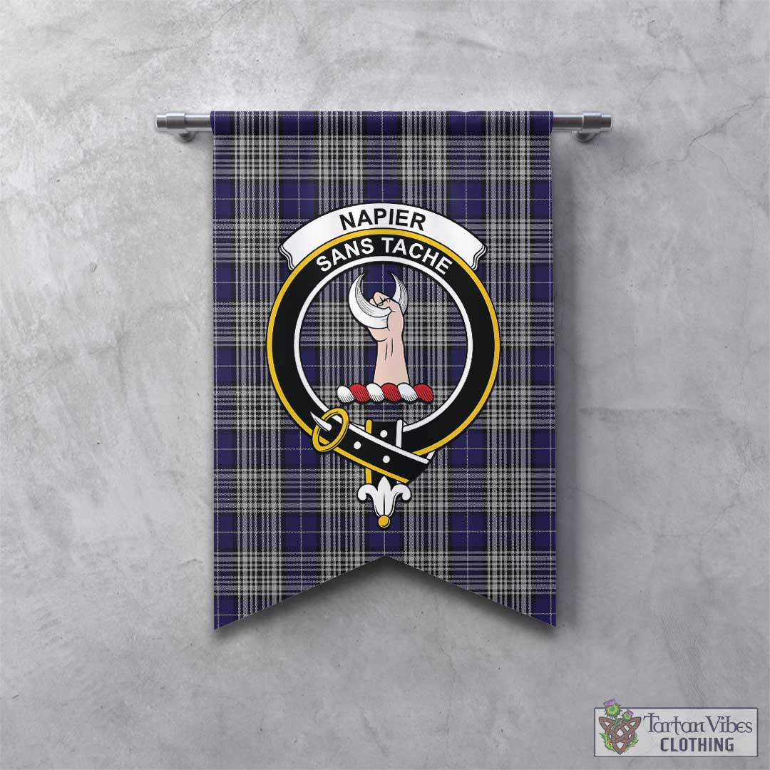 Tartan Vibes Clothing Napier Tartan Gonfalon, Tartan Banner with Family Crest