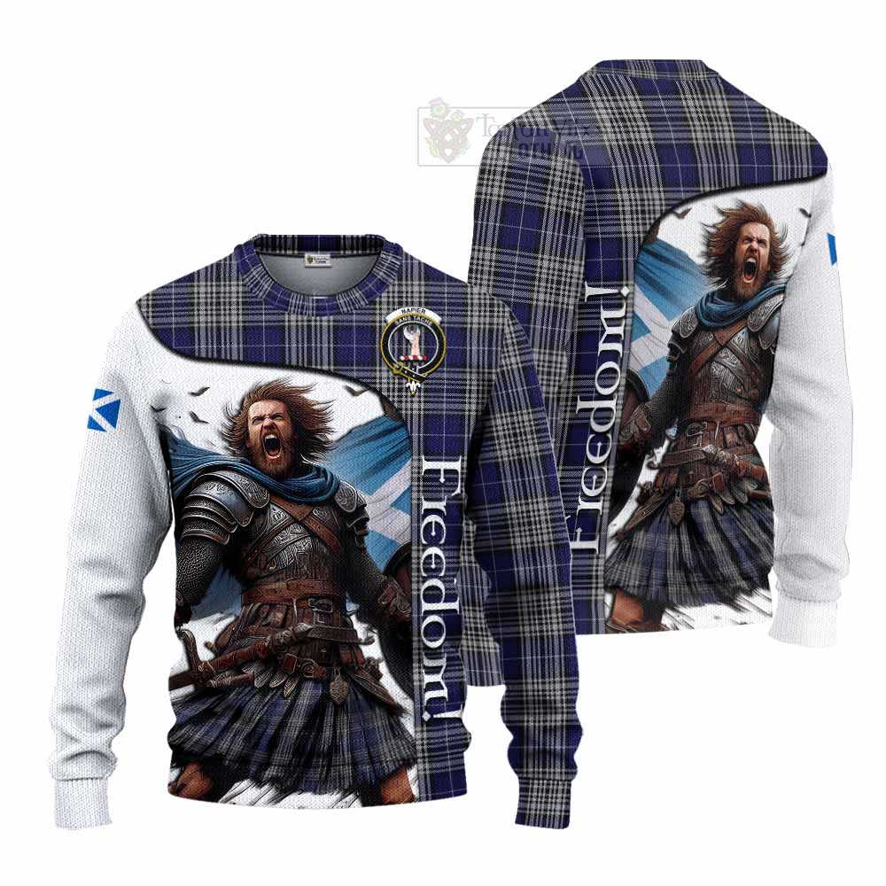 Tartan Vibes Clothing Napier Crest Tartan Knitted Sweater Inspired by the Freedom of Scottish Warrior