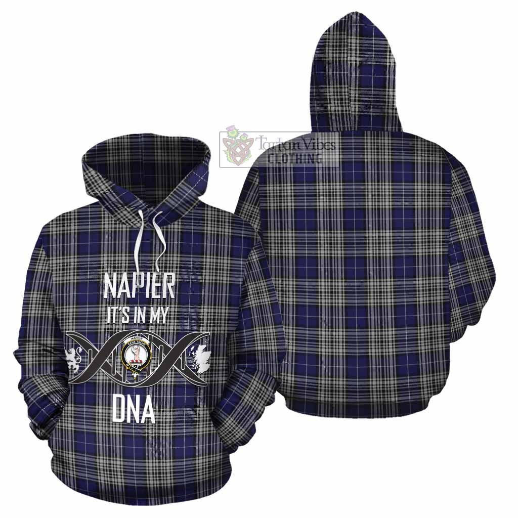 Tartan Vibes Clothing Napier Tartan Cotton Hoodie with Family Crest DNA In Me Style