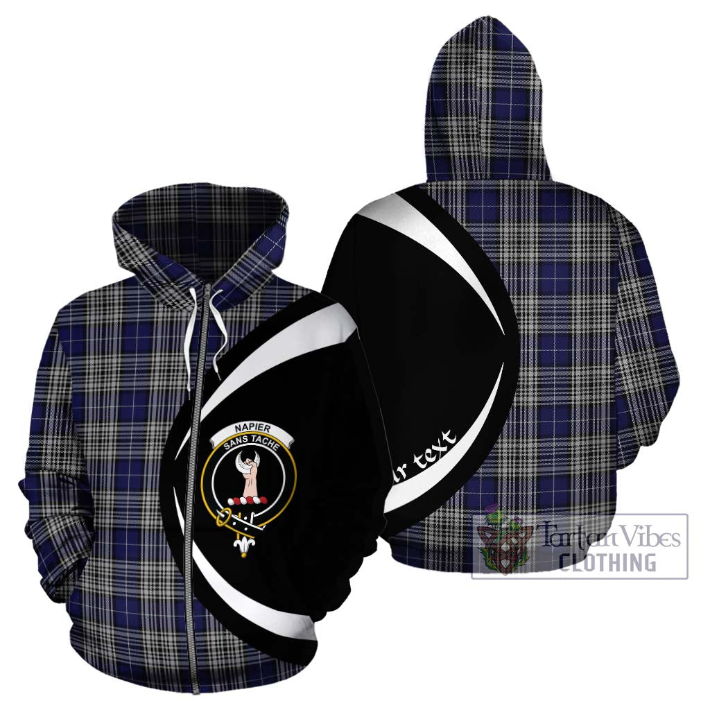 Napier Tartan Hoodie with Family Crest Circle Style - Tartan Vibes Clothing