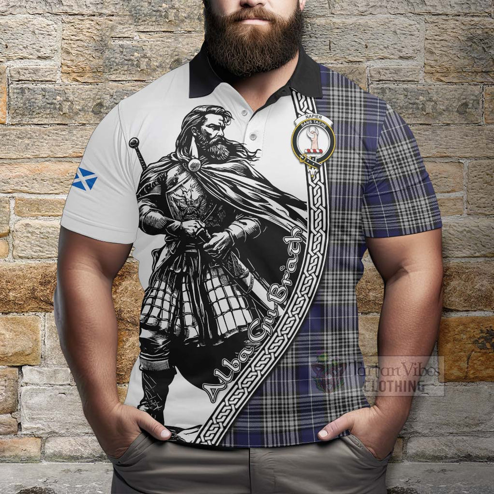 Napier Tartan Clan Crest Polo Shirt with Highlander Warrior Celtic Style - Tartan Vibes Clothing