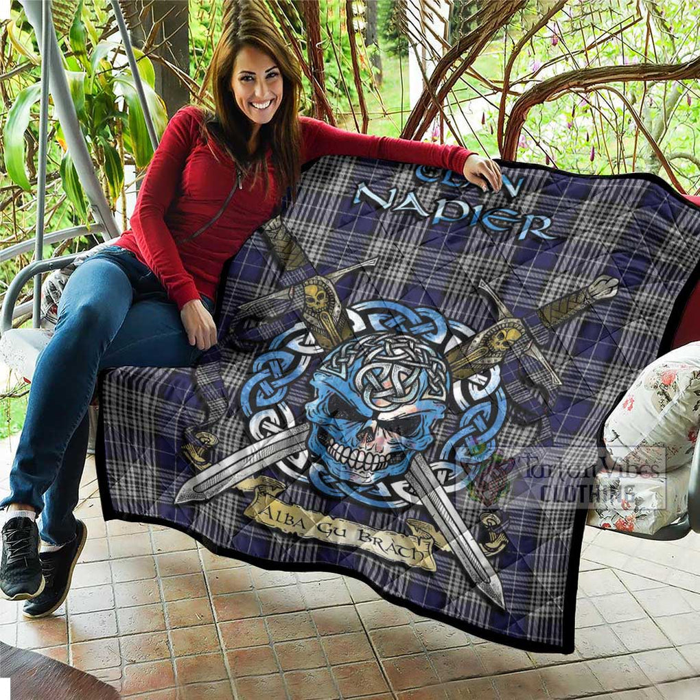 Tartan Vibes Clothing Napier Tartan Quilt with Celtic Skull Alba Gu Brath Style