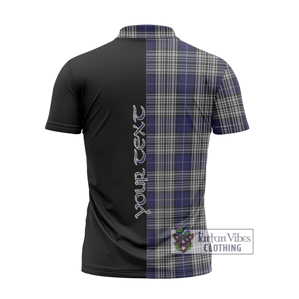 Napier Tartan Zipper Polo Shirt with Family Crest and Half Of Me Style - Tartanvibesclothing Shop