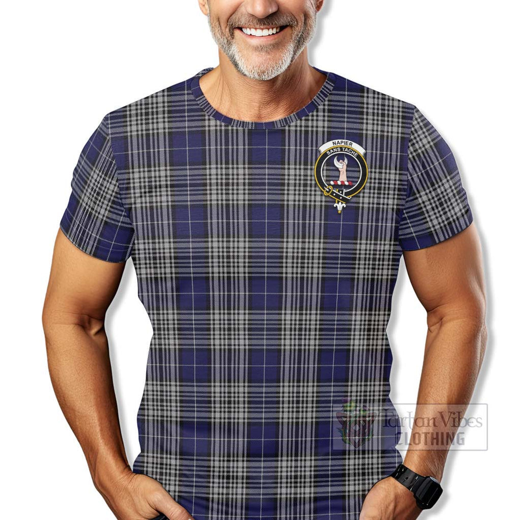 Tartan Vibes Clothing Napier Tartan T-Shirt with Family Crest Celtic Skull Style