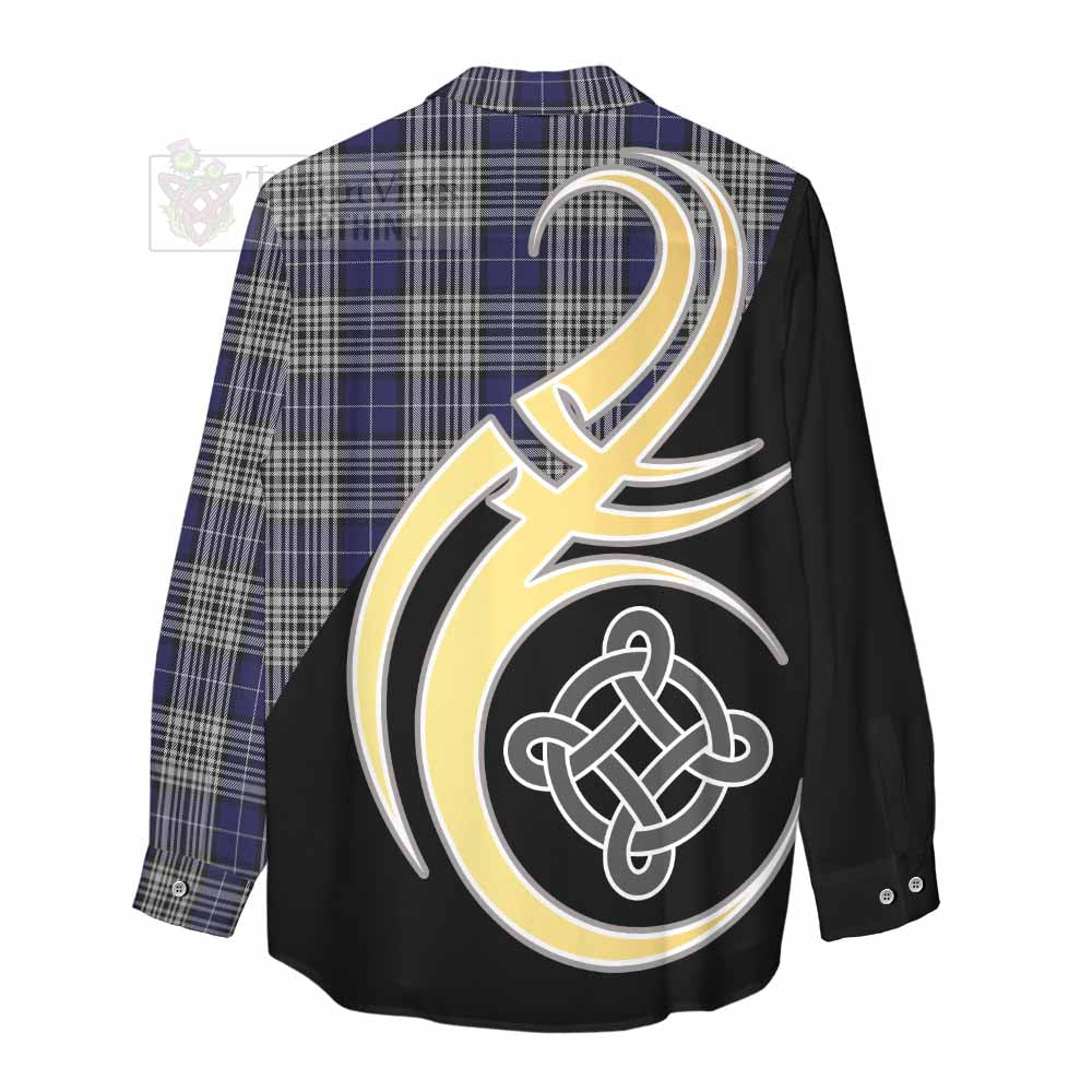 Tartan Vibes Clothing Napier Tartan Women's Casual Shirt with Family Crest and Celtic Symbol Style