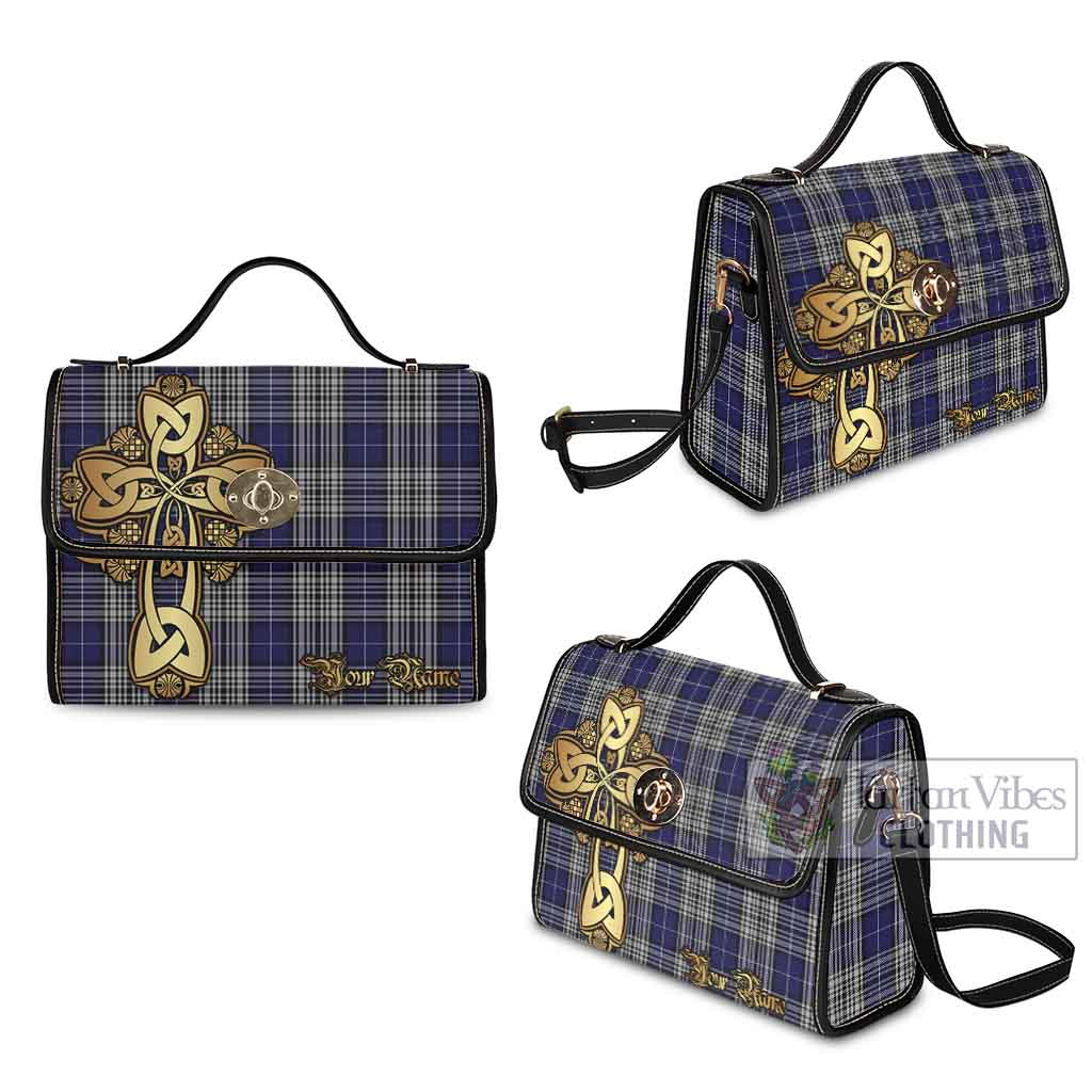 Tartan Vibes Clothing Napier Tartan Waterproof Canvas Bag Golden Thistle Celtic Cross Style