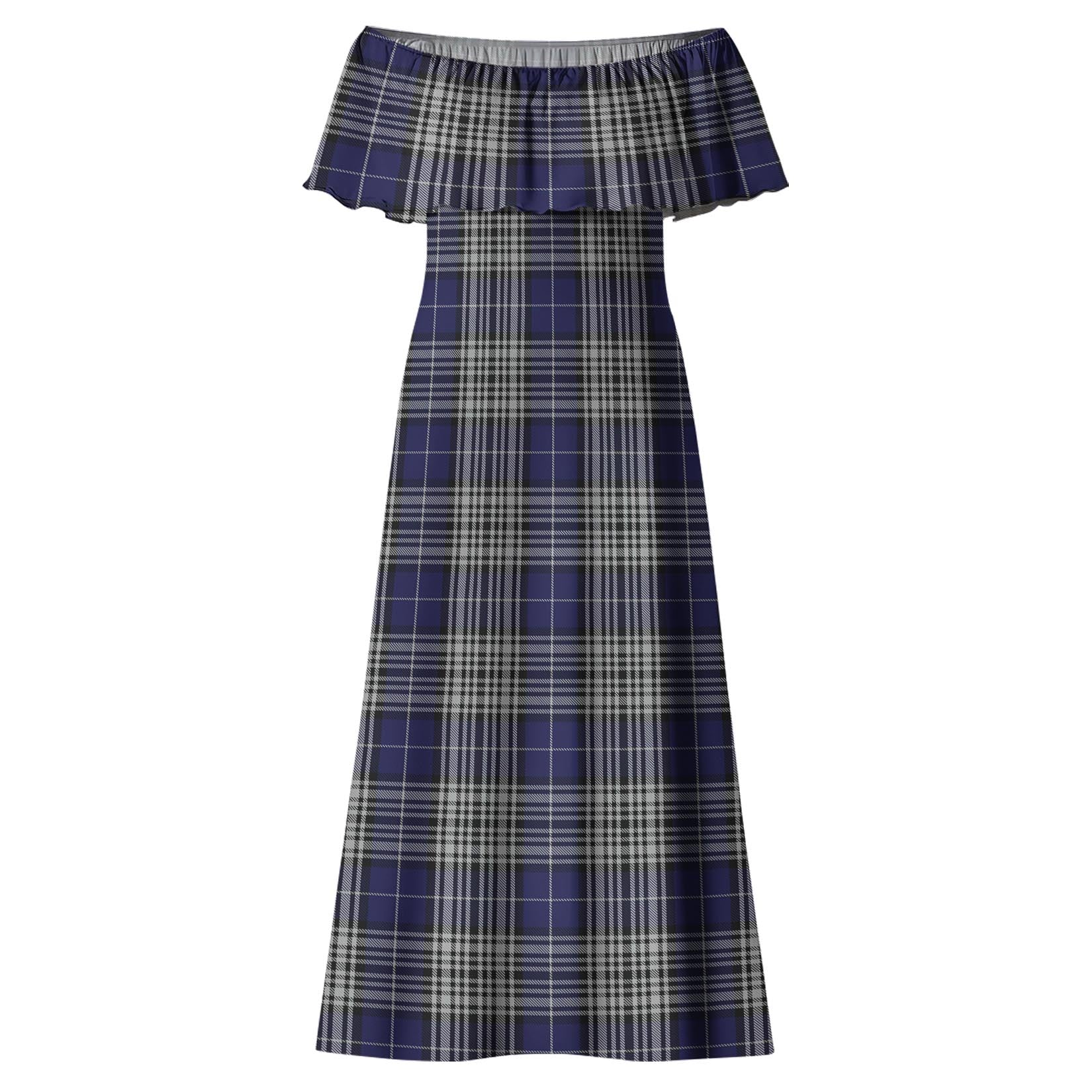 Napier Tartan Off Shoulder Long Dress - Tartanvibesclothing