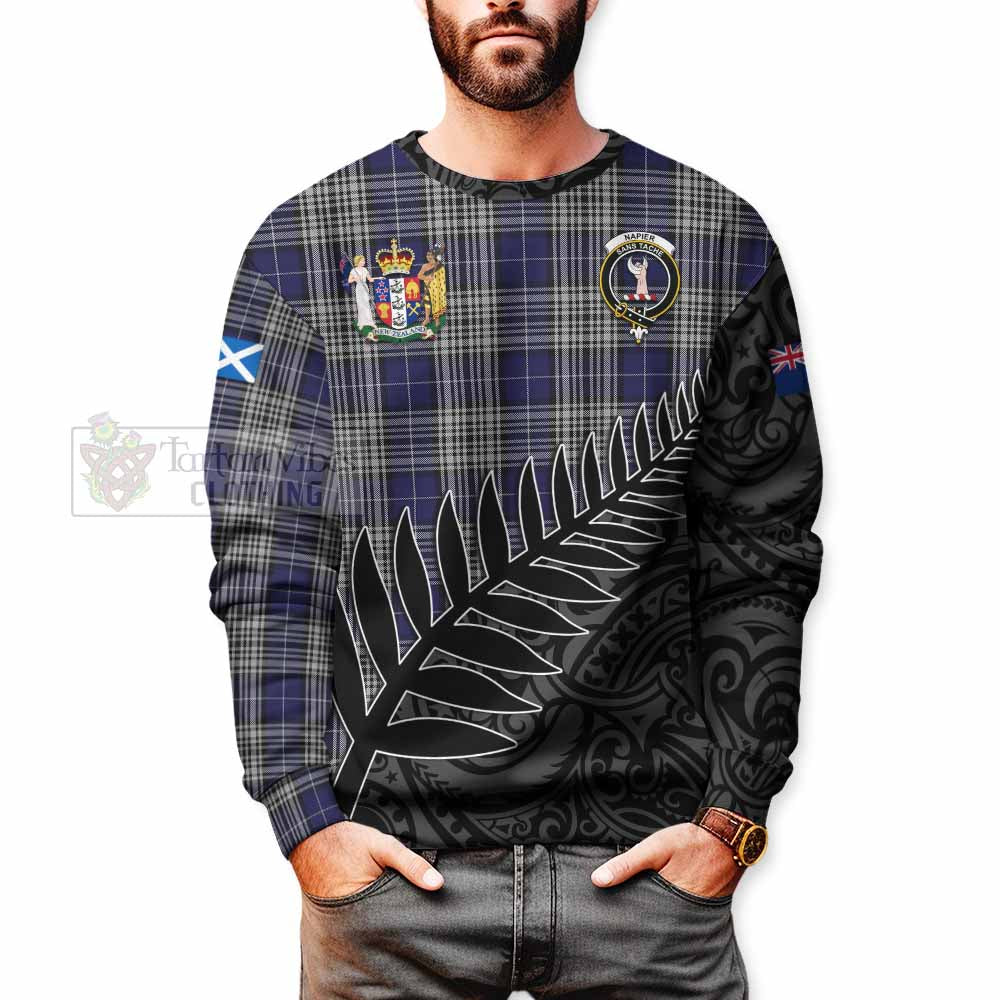 Tartan Vibes Clothing Napier Crest Tartan Sweatshirt with New Zealand Silver Fern Half Style