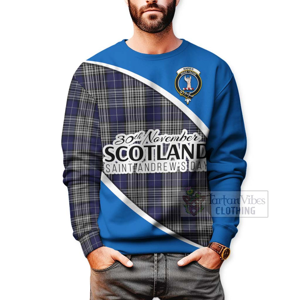 Tartan Vibes Clothing Napier Family Crest Tartan Sweatshirt Celebrate Saint Andrew's Day in Style