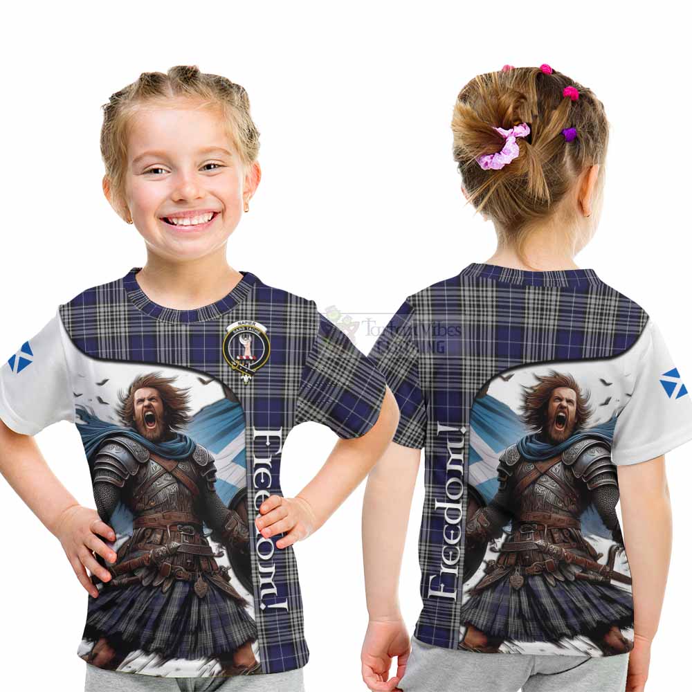 Tartan Vibes Clothing Napier Crest Tartan Kid T-Shirt Inspired by the Freedom of Scottish Warrior