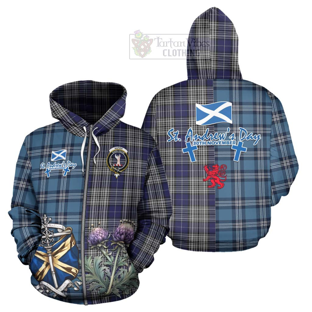 Tartan Vibes Clothing Napier Tartan Hoodie Happy St. Andrew's Day Half Tartan Style