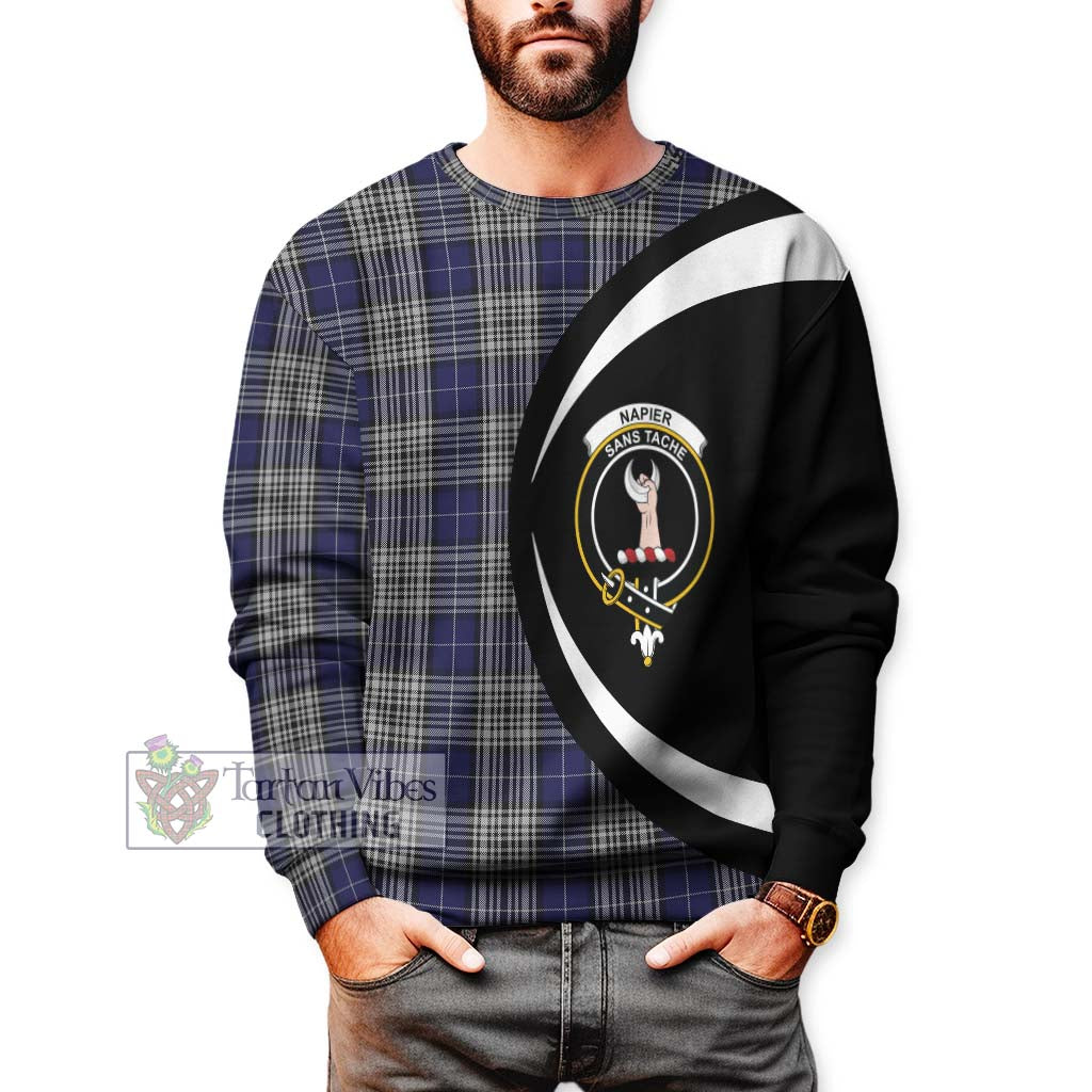 Napier Tartan Sweatshirt with Family Crest Circle Style - Tartan Vibes Clothing