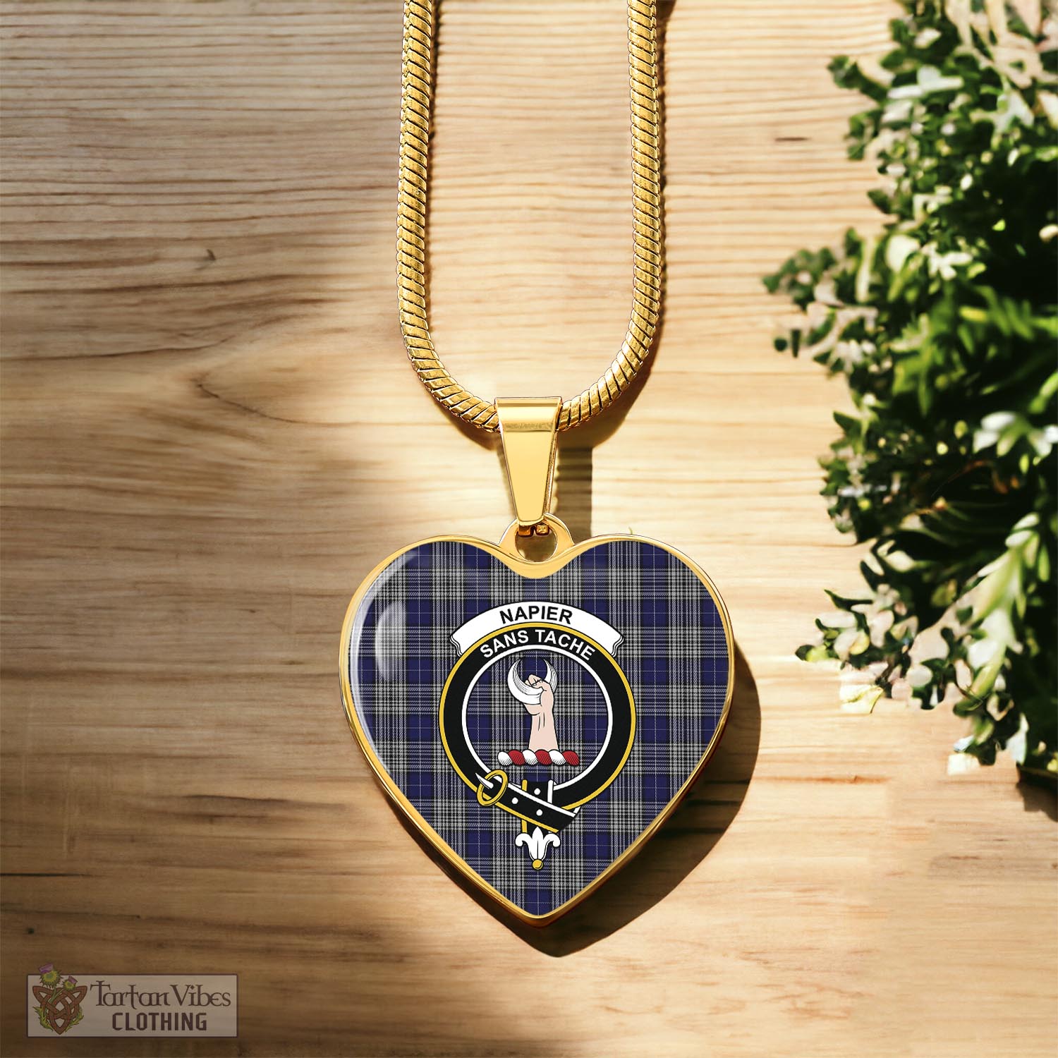 Tartan Vibes Clothing Napier Tartan Heart Necklace with Family Crest