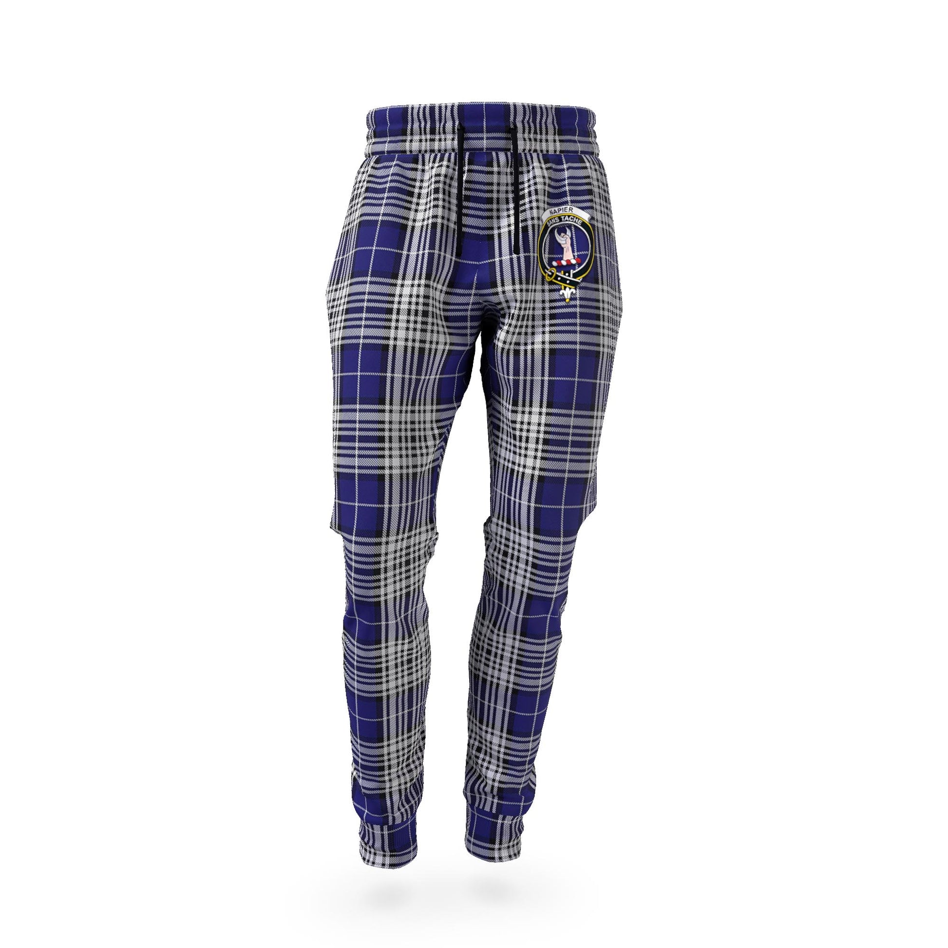 Napier Tartan Joggers Pants with Family Crest - Tartanvibesclothing