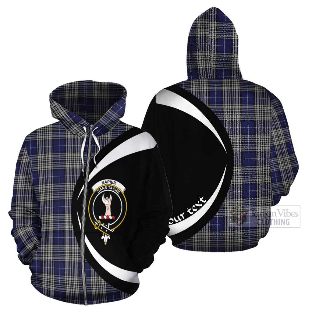 Tartan Vibes Clothing Napier Tartan Cotton Hoodie with Family Crest Circle Style