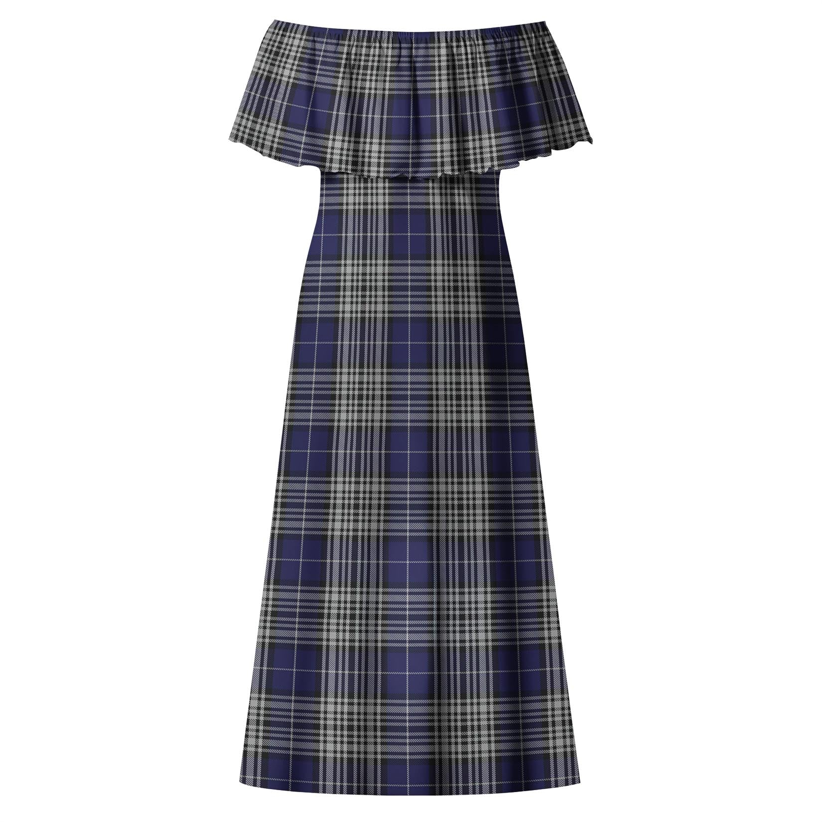 Napier Tartan Off Shoulder Long Dress - Tartanvibesclothing