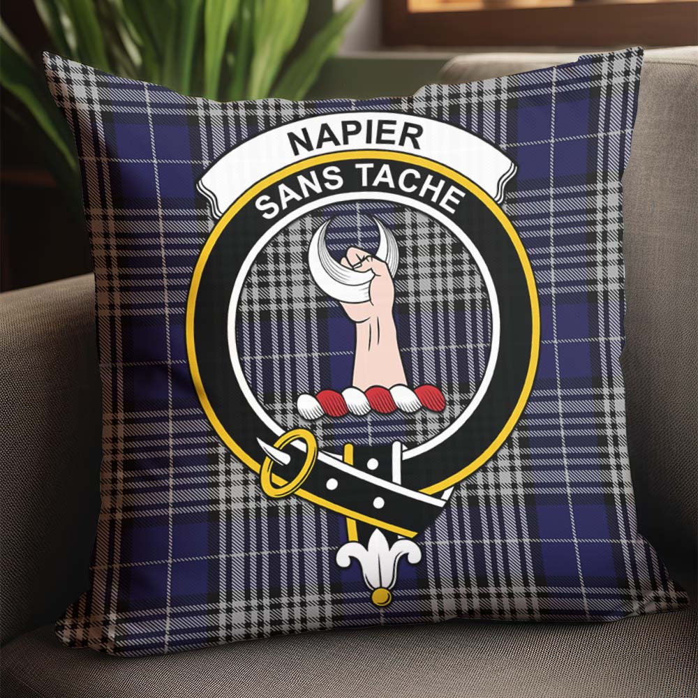 Napier Tartan Pillow Cover with Family Crest - Tartanvibesclothing