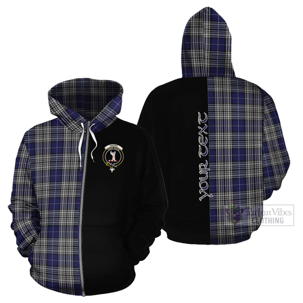 Tartan Vibes Clothing Napier Tartan Cotton Hoodie with Family Crest and Half Of Me Style