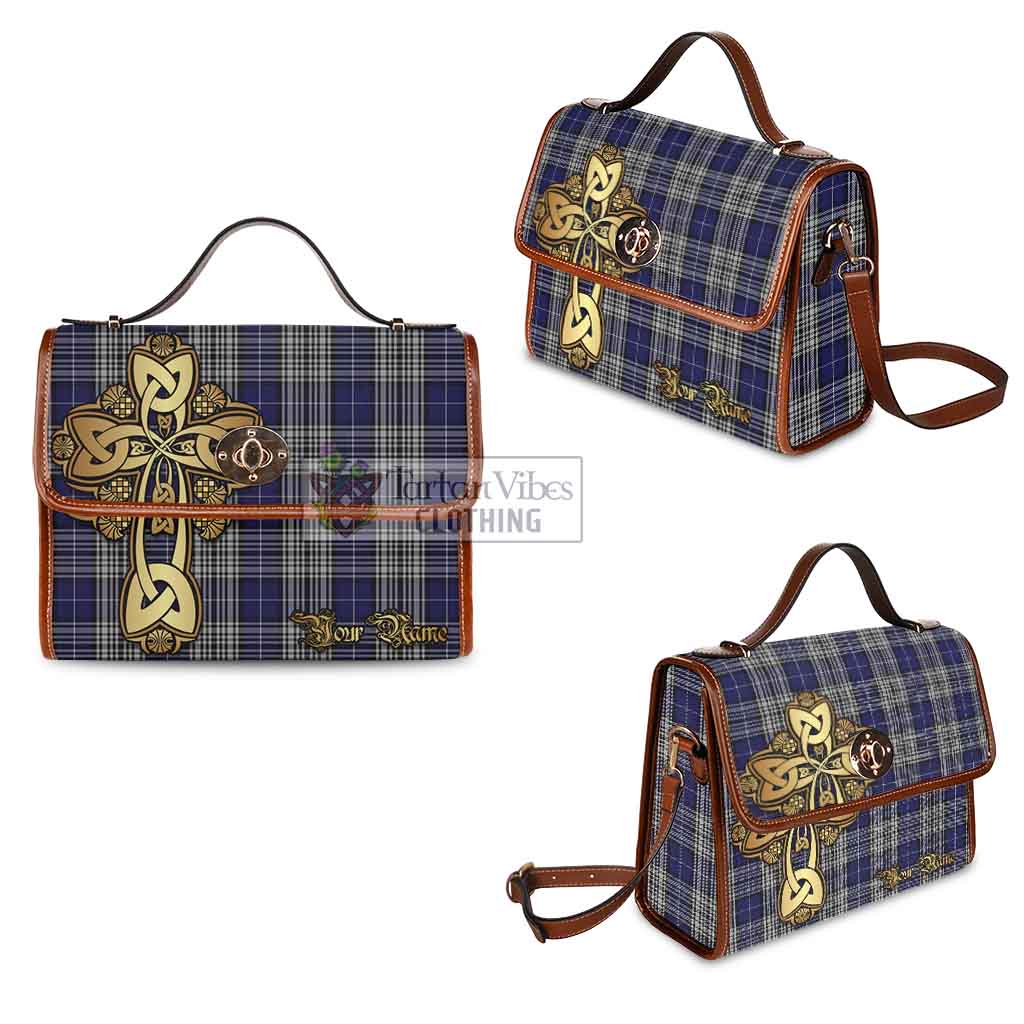 Tartan Vibes Clothing Napier Tartan Waterproof Canvas Bag Golden Thistle Celtic Cross Style