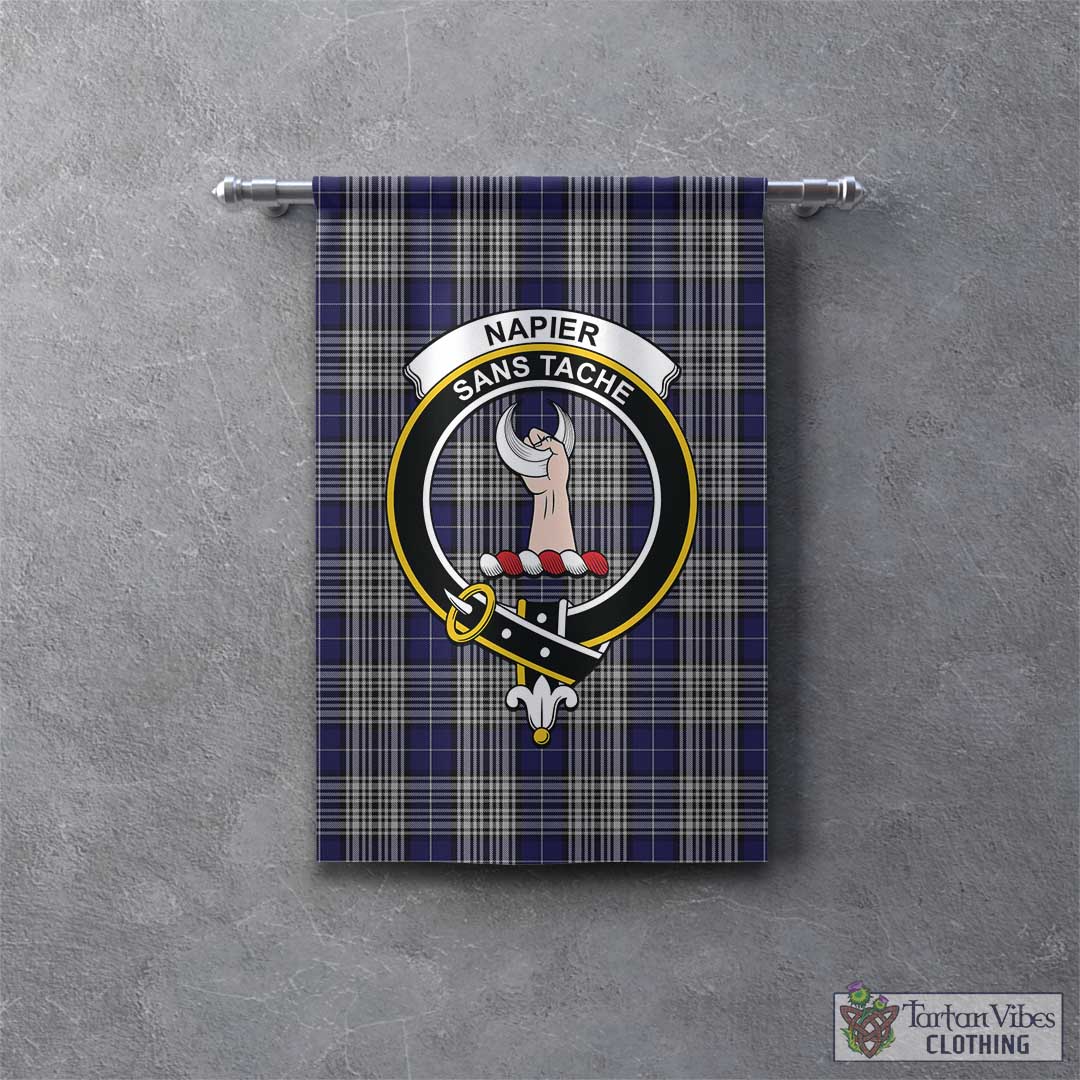 Tartan Vibes Clothing Napier Tartan Gonfalon, Tartan Banner with Family Crest