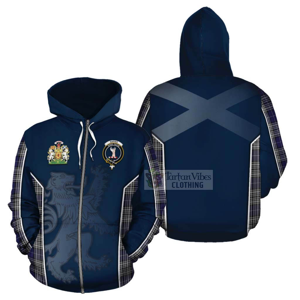 Tartan Vibes Clothing Napier Tartan Cotton Hoodie with Family Crest and Lion Rampant Vibes Sport Style