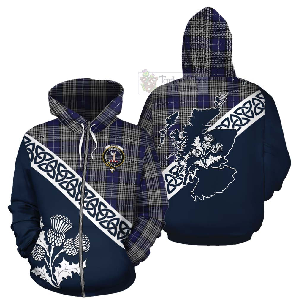 Tartan Vibes Clothing Napier Tartan Cotton Hoodie Featuring Thistle and Scotland Map