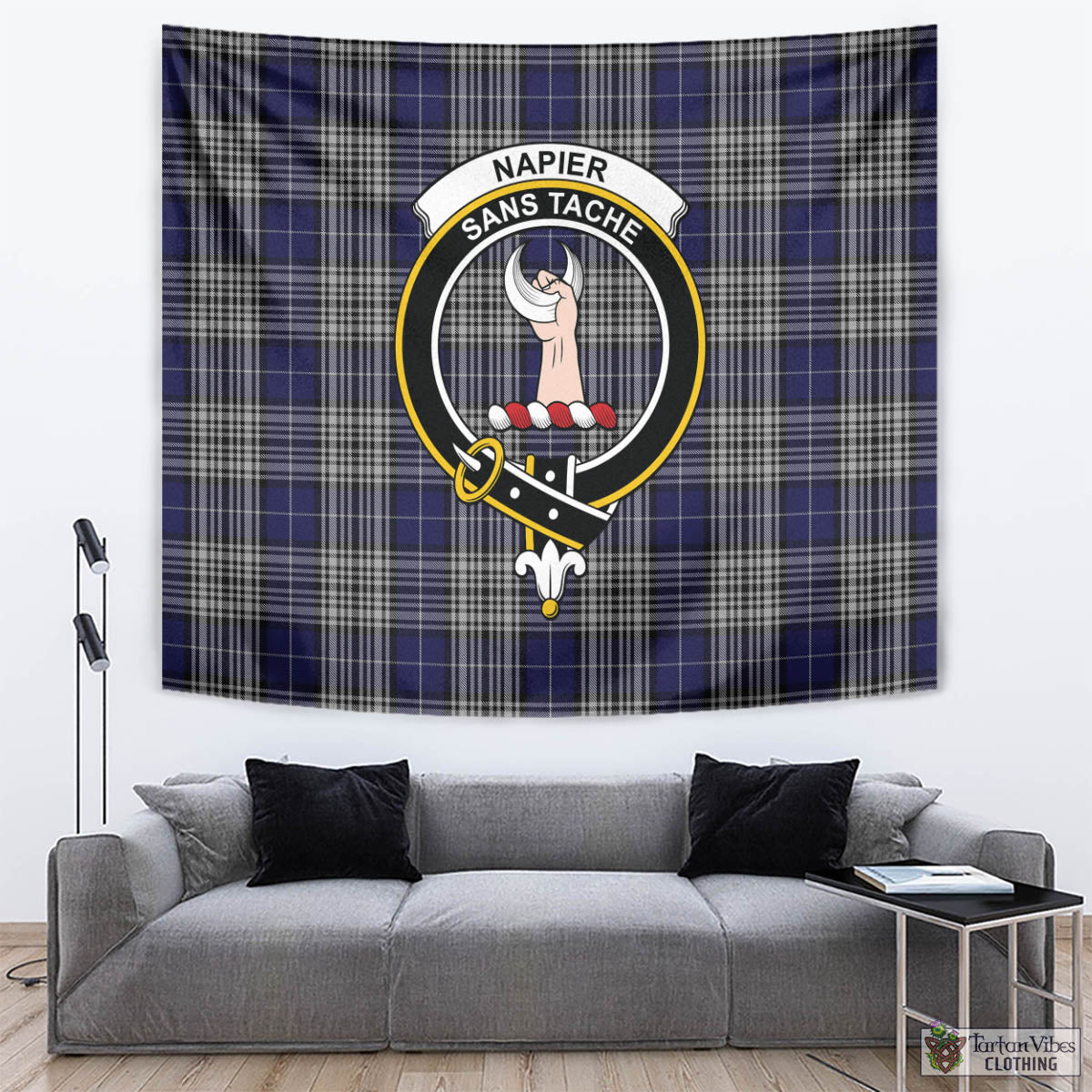 Tartan Vibes Clothing Napier Tartan Tapestry Wall Hanging and Home Decor for Room with Family Crest