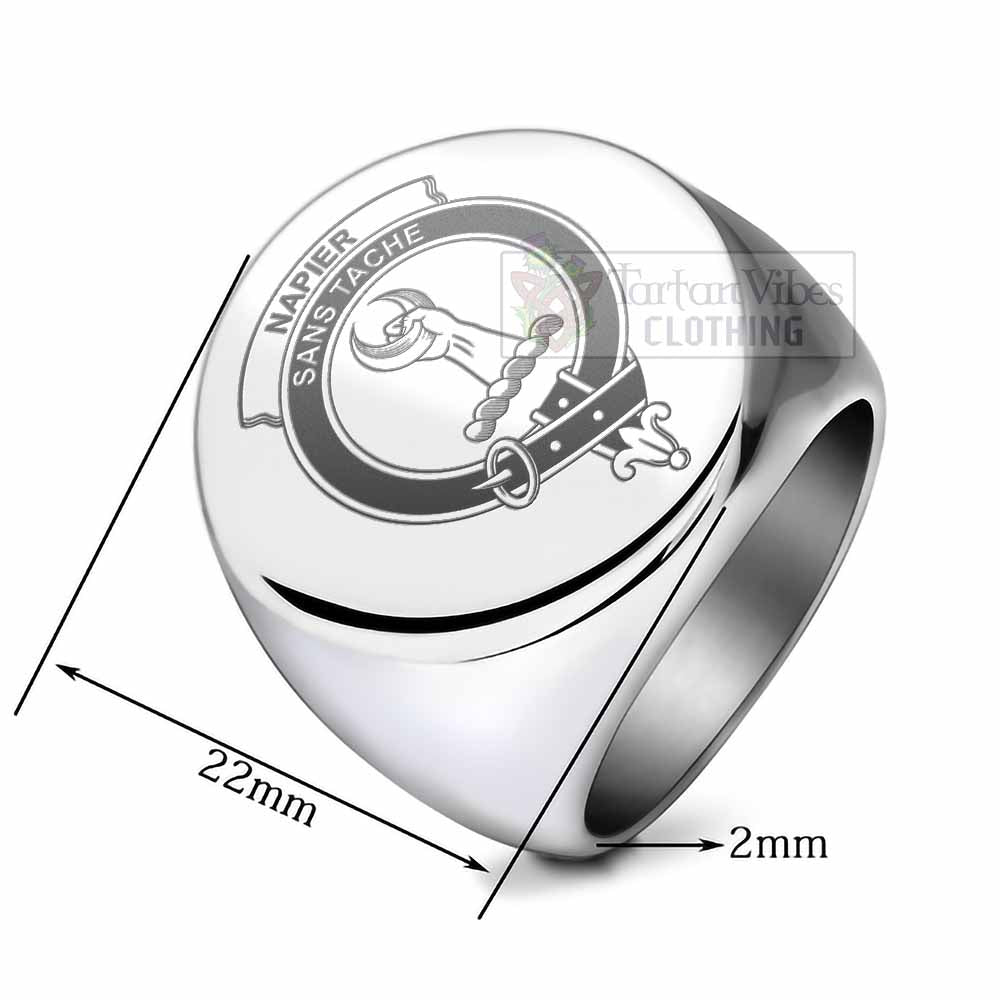 Tartan Vibes Clothing Napier Clan Crest Engraved Ring