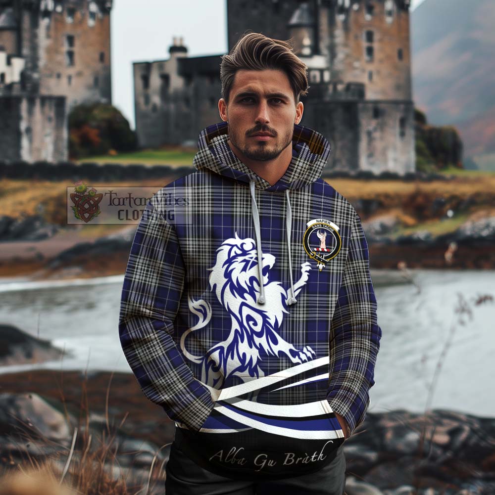 Tartan Vibes Clothing Napier Tartan Cotton Hoodie with Alba Gu Brath Regal Lion Emblem