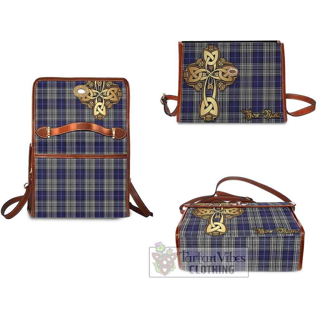 Tartan Vibes Clothing Napier Tartan Waterproof Canvas Bag Golden Thistle Celtic Cross Style