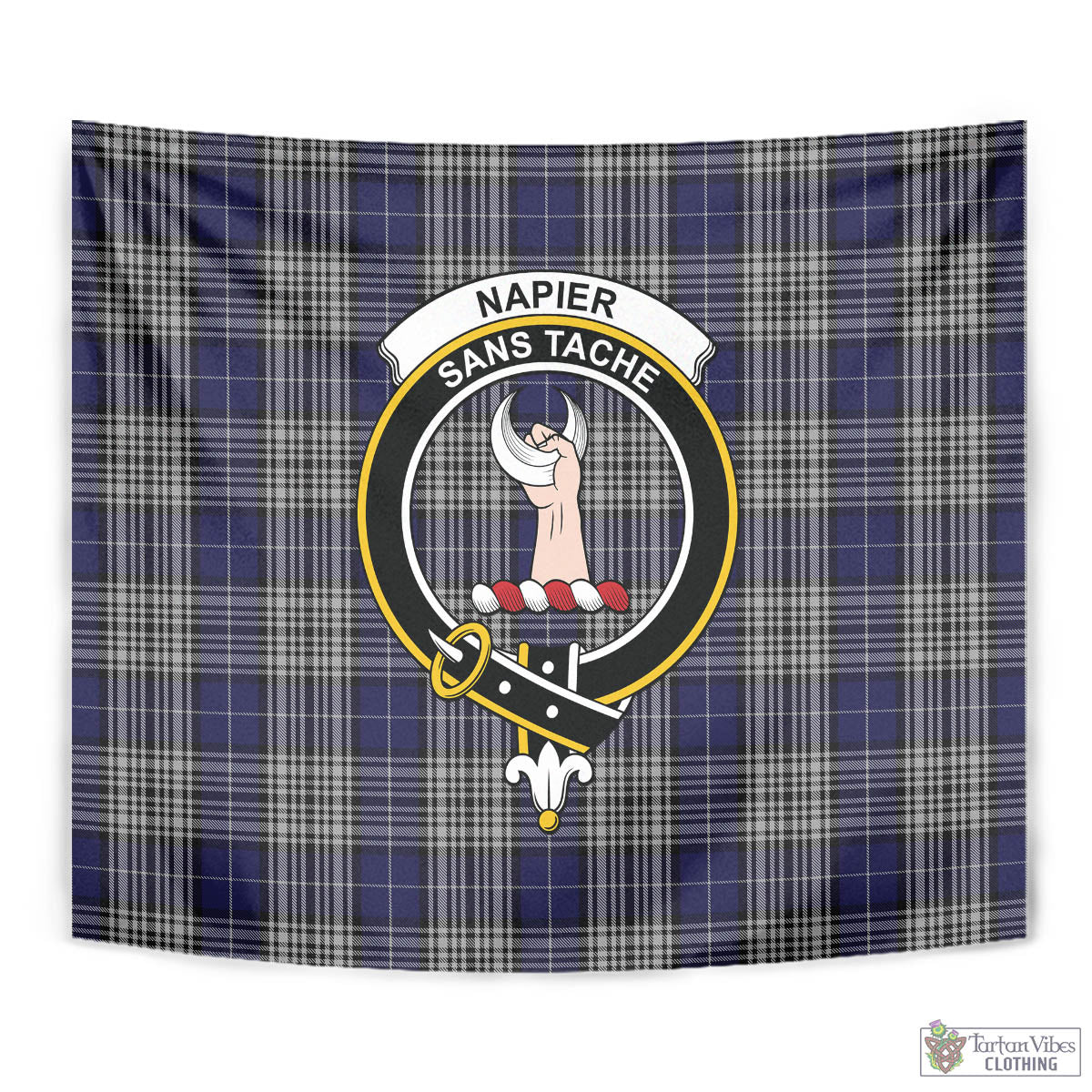 Tartan Vibes Clothing Napier Tartan Tapestry Wall Hanging and Home Decor for Room with Family Crest