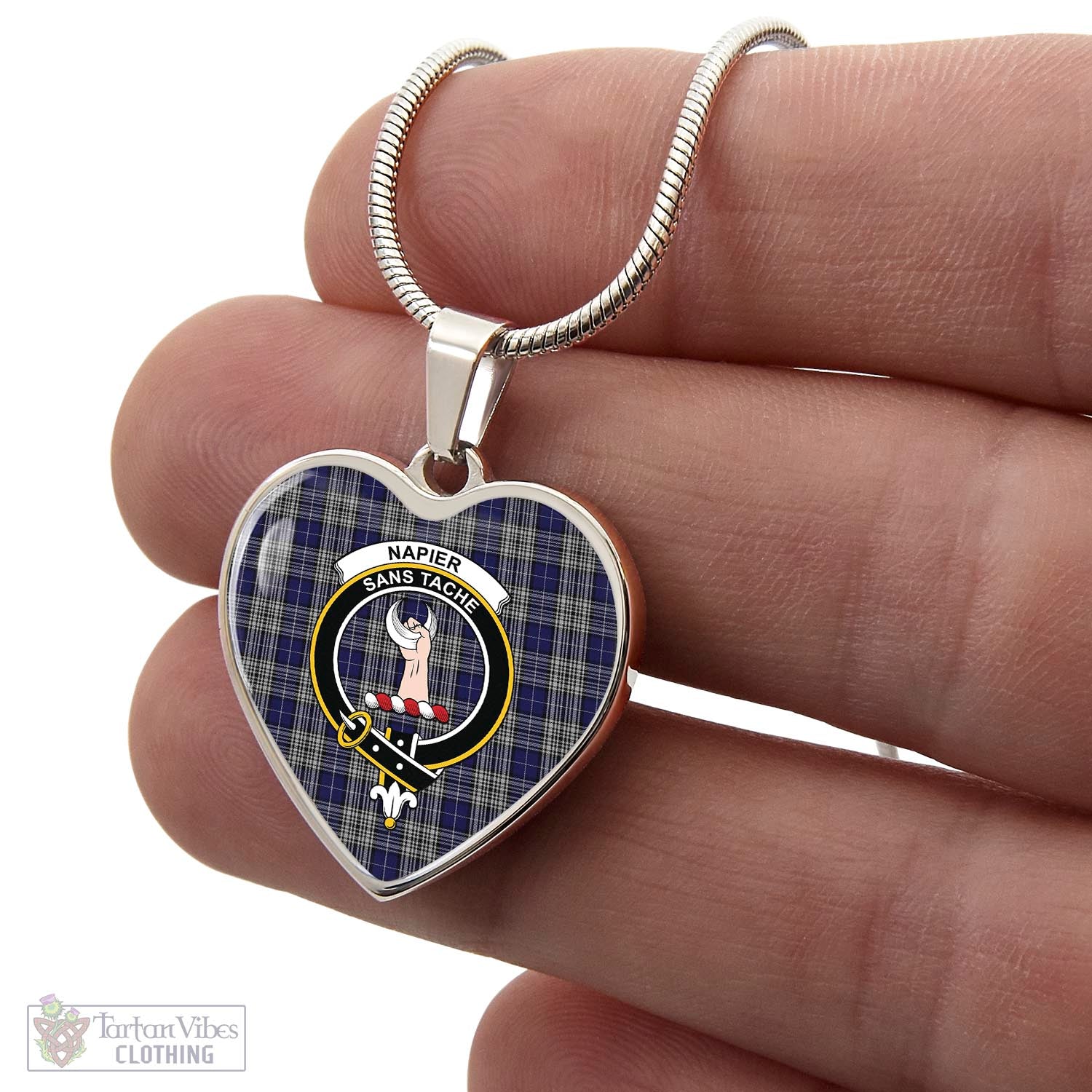 Tartan Vibes Clothing Napier Tartan Heart Necklace with Family Crest