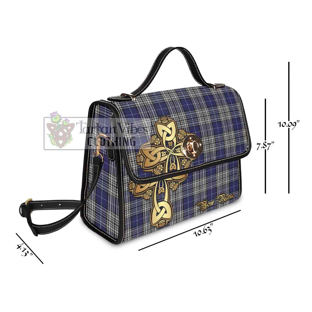 Tartan Vibes Clothing Napier Tartan Waterproof Canvas Bag Golden Thistle Celtic Cross Style