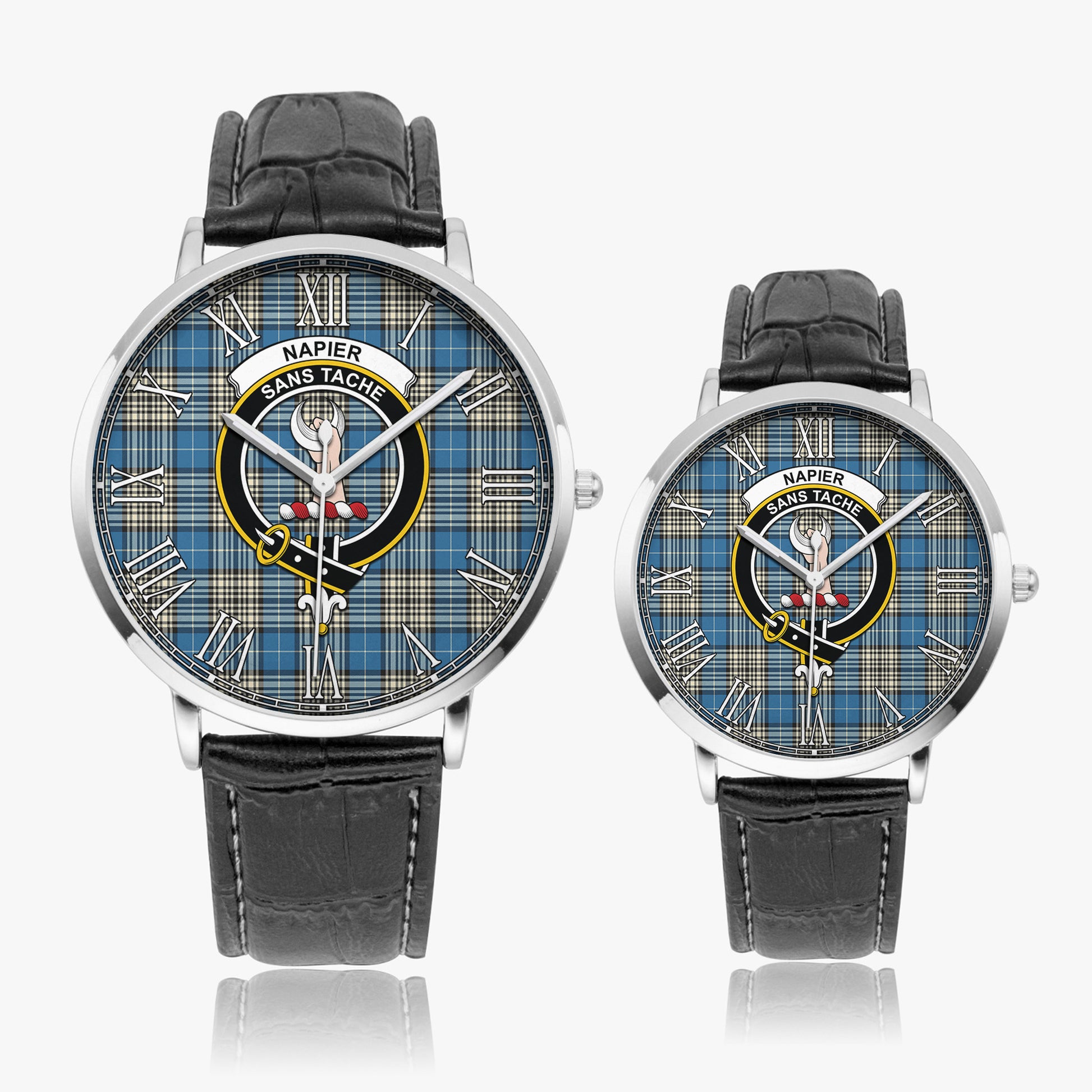 Napier Ancient Tartan Family Crest Leather Strap Quartz Watch - Tartanvibesclothing