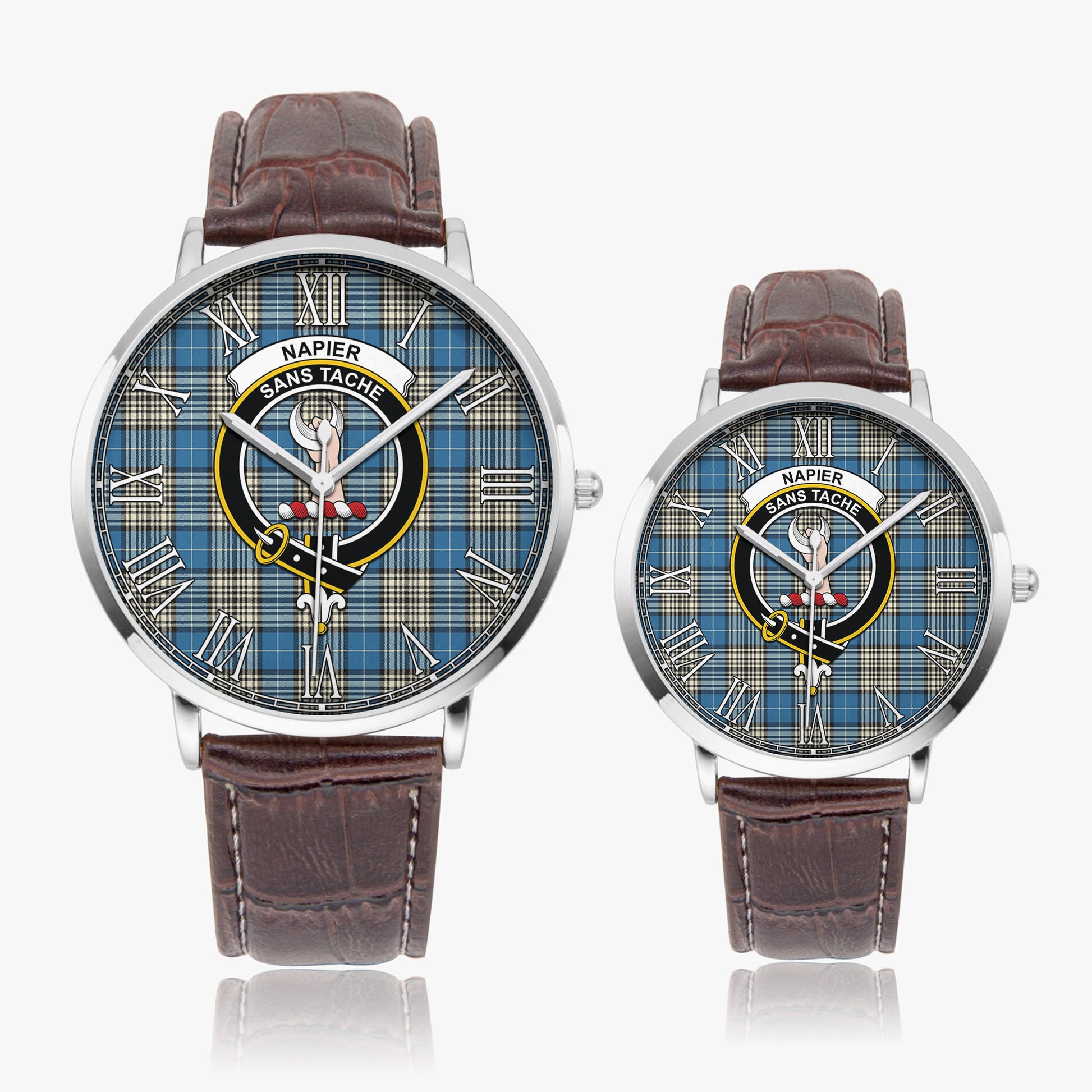 Napier Ancient Tartan Family Crest Leather Strap Quartz Watch - Tartanvibesclothing