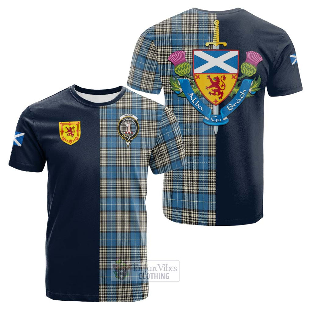 Tartan Vibes Clothing Napier Ancient Tartan Cotton T-shirt with Scottish Lion Royal Arm Half Style