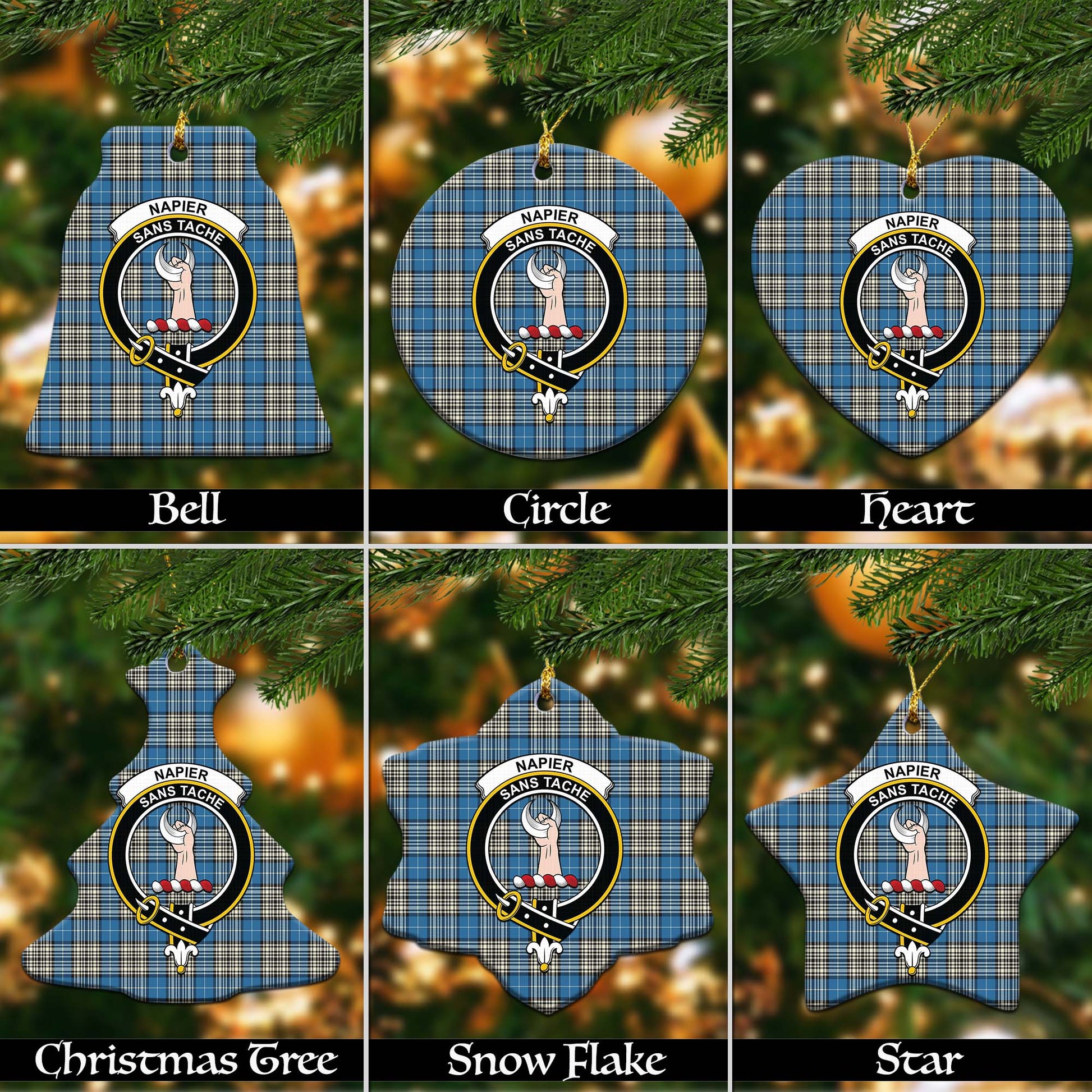 Napier Ancient Tartan Christmas Ornaments with Family Crest - Tartanvibesclothing