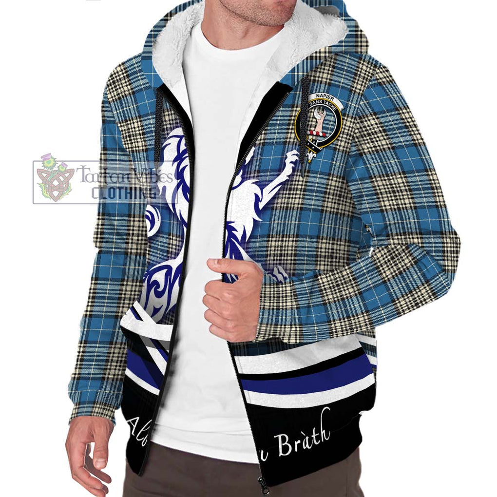 Napier Ancient Tartan Sherpa Hoodie with Alba Gu Brath Regal Lion Emblem Unisex S - Tartanvibesclothing Shop